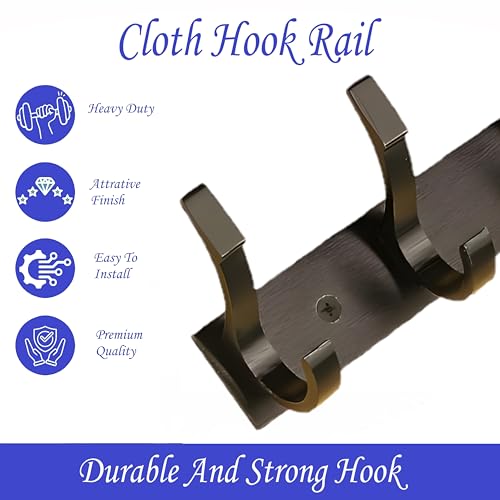 GHAR DWAR S Type Stainless Steel Pin Cloth Hanger Wall Hooks Rail for Hanging Clothes Bathroom Wall Door for Hanging Keys,Towel (8 Pin Black, Pack of 1) - Image 3