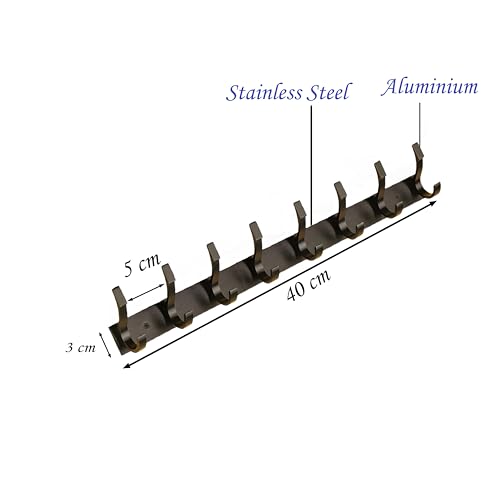 GHAR DWAR S Type Stainless Steel Pin Cloth Hanger Wall Hooks Rail for Hanging Clothes Bathroom Wall Door for Hanging Keys,Towel (8 Pin Black, Pack of 1) - Image 4