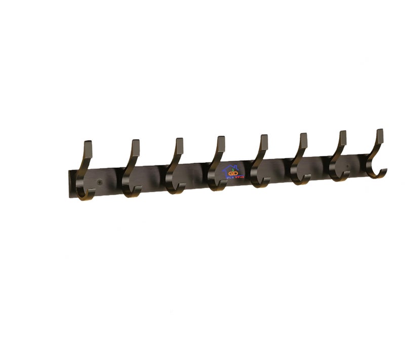 GHAR DWAR S Type Stainless Steel Pin Cloth Hanger Wall Hooks Rail for Hanging Clothes Bathroom Wall Door for Hanging Keys,Towel (8 Pin Black, Pack of 1) - Image 2