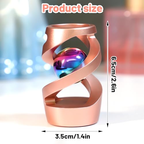 Apqdw Kinetic Spinning Desk Toy Kinetic Ball Desk Toy Metal Desk Fidget for Office for Adults Rose Gold - Image 5