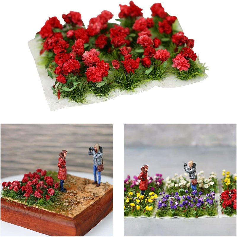 klarako DIY Miniature Mini Realistic Flower Cluster Model Railway Fairy Garden Micro Landscape Terrain Grass Building Materials Scenery Diorama  Rose - Image 5