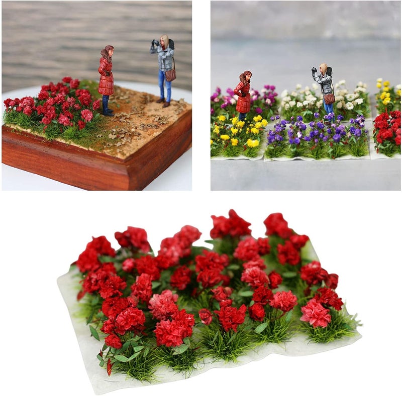 klarako DIY Miniature Mini Realistic Flower Cluster Model Railway Fairy Garden Micro Landscape Terrain Grass Building Materials Scenery Diorama  Rose - Image 2