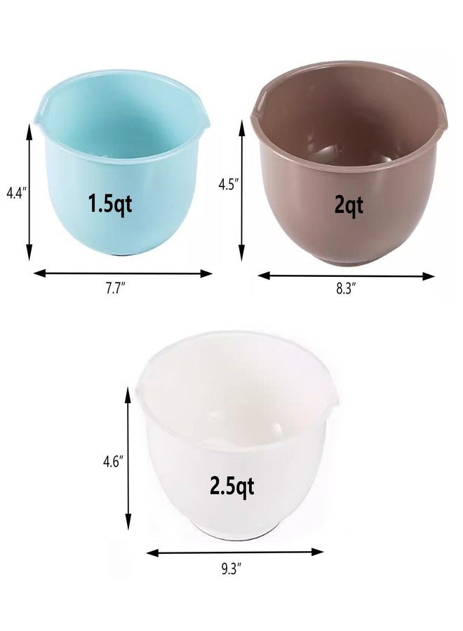 SCWBOEII Nesting Plastic Mixing Bowls, Set Of 3, 1.5 quart, 2 quart, 2.5quart, Nesting Bowls with Non Slip Base and Easy Pour Spout, Dishwasher Safe - Image 2