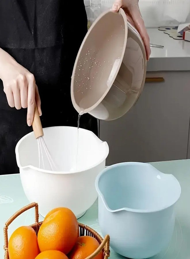 SCWBOEII Nesting Plastic Mixing Bowls, Set Of 3, 1.5 quart, 2 quart, 2.5quart, Nesting Bowls with Non Slip Base and Easy Pour Spout, Dishwasher Safe - Image 3