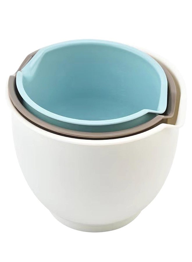 SCWBOEII Nesting Plastic Mixing Bowls, Set Of 3, 1.5 quart, 2 quart, 2.5quart, Nesting Bowls with Non Slip Base and Easy Pour Spout, Dishwasher Safe - Image 1