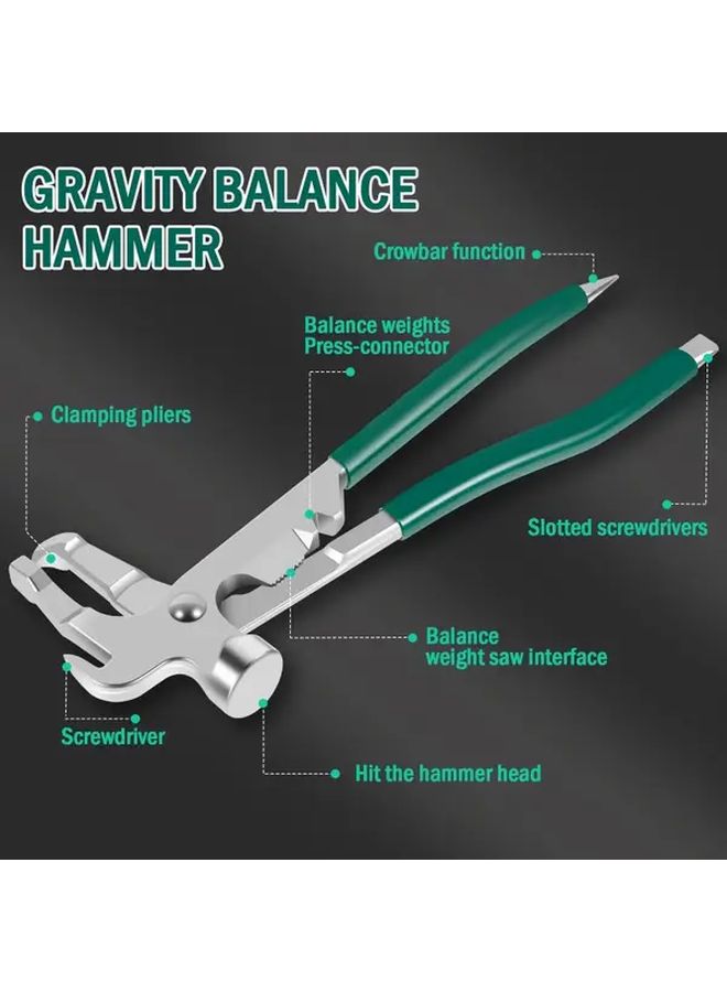 Green Automotive Wheel Balancing Tool Kit With Tire Weights Hammer And Pliers - Image 5