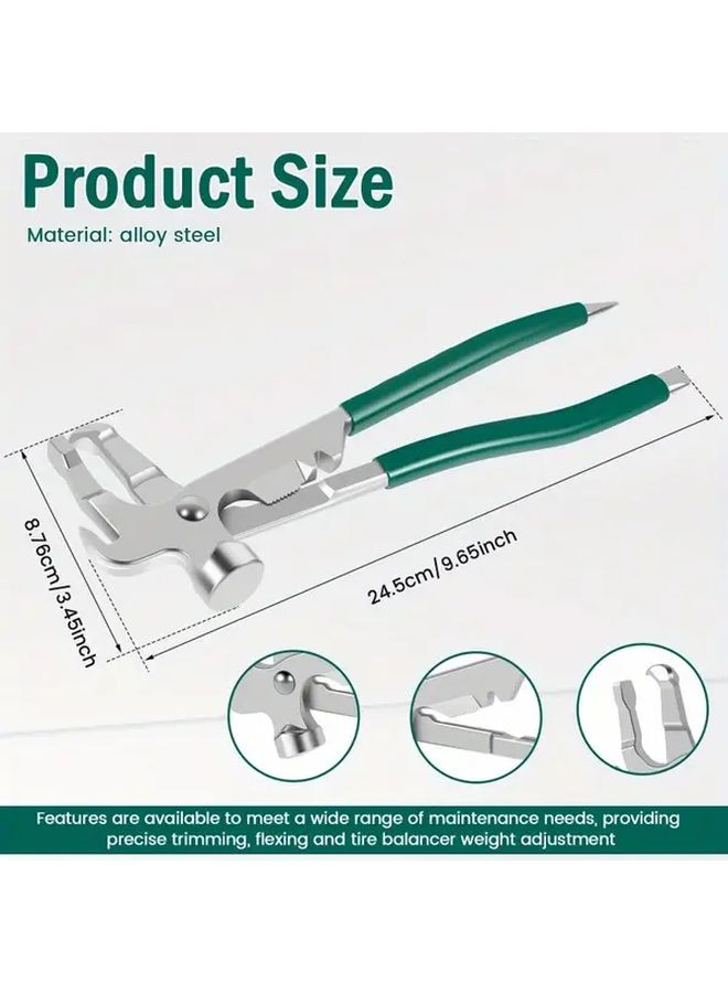 Green Automotive Wheel Balancing Tool Kit With Tire Weights Hammer And Pliers - Image 4
