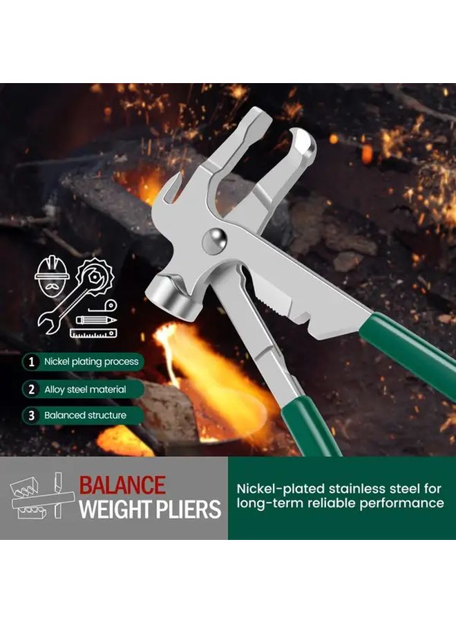 Green Automotive Wheel Balancing Tool Kit With Tire Weights Hammer And Pliers - Image 2