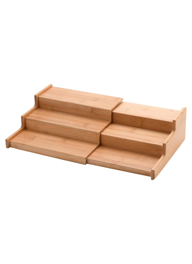 Generic 3-Tier Bamboo Spice Rack Organizer – Expandable Kitchen Cabinet Shelf for Spices, Jars & Bottles | Natural Wood Countertop Storage Display for Pantry & Kitchen  - Image 1
