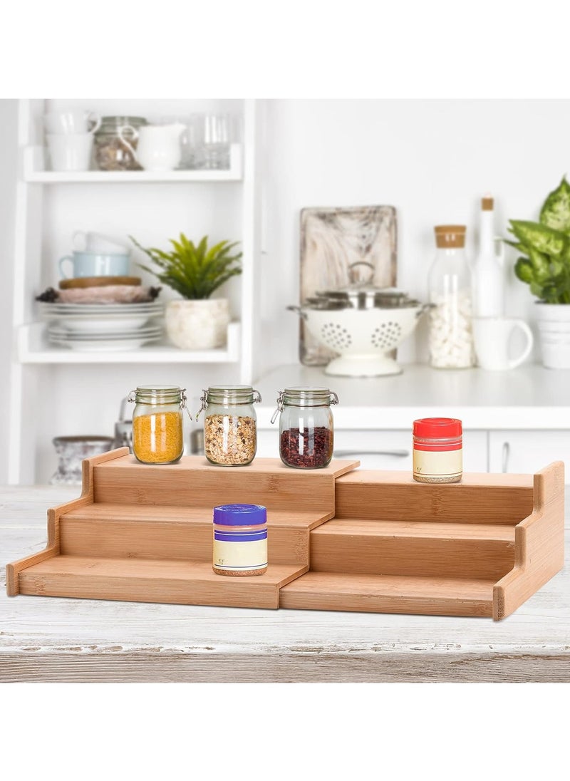 Generic 3-Tier Bamboo Spice Rack Organizer – Expandable Kitchen Cabinet Shelf for Spices, Jars & Bottles | Natural Wood Countertop Storage Display for Pantry & Kitchen  - Image 2