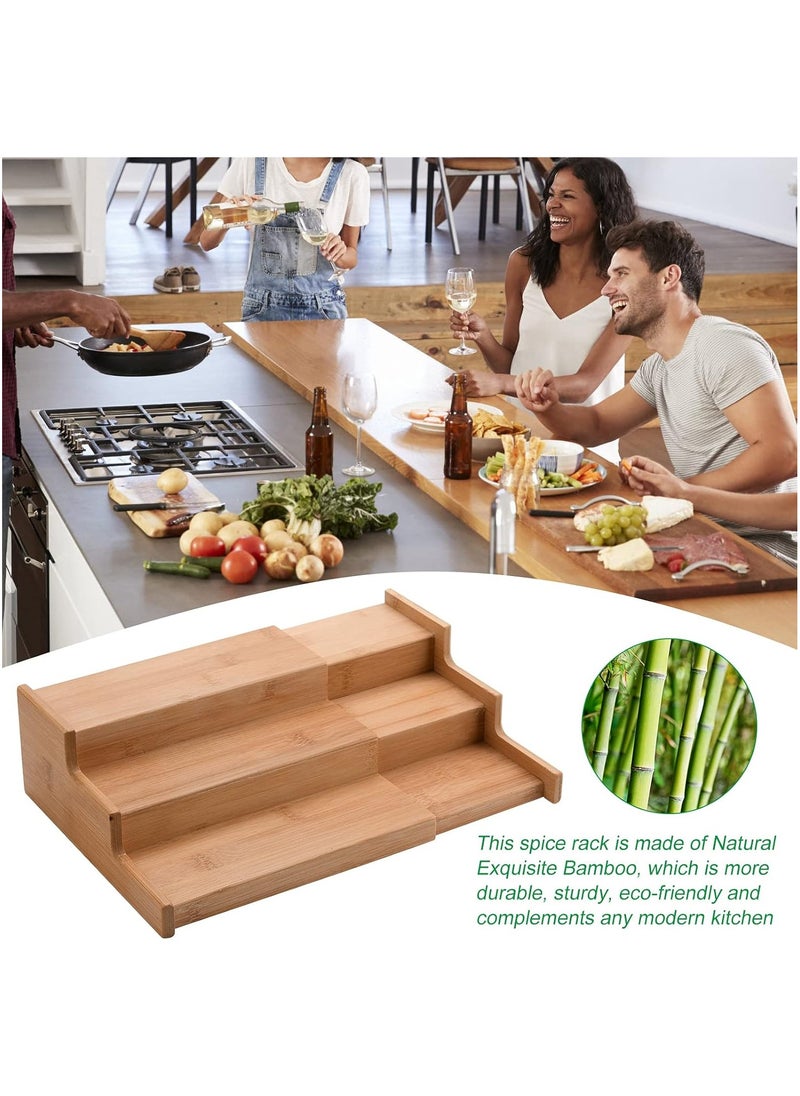 Generic 3-Tier Bamboo Spice Rack Organizer – Expandable Kitchen Cabinet Shelf for Spices, Jars & Bottles | Natural Wood Countertop Storage Display for Pantry & Kitchen  - Image 4