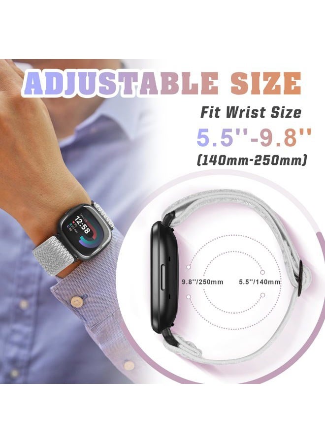 Bcuckood Compatible with Fitbit Versa 4/Versa 3/Sense 2/Sense Band Women Men, 5 Pack Elastic Nylon Soft Adjustable Stretchy Solo Loop Replacement Strap for Women Men - Image 3