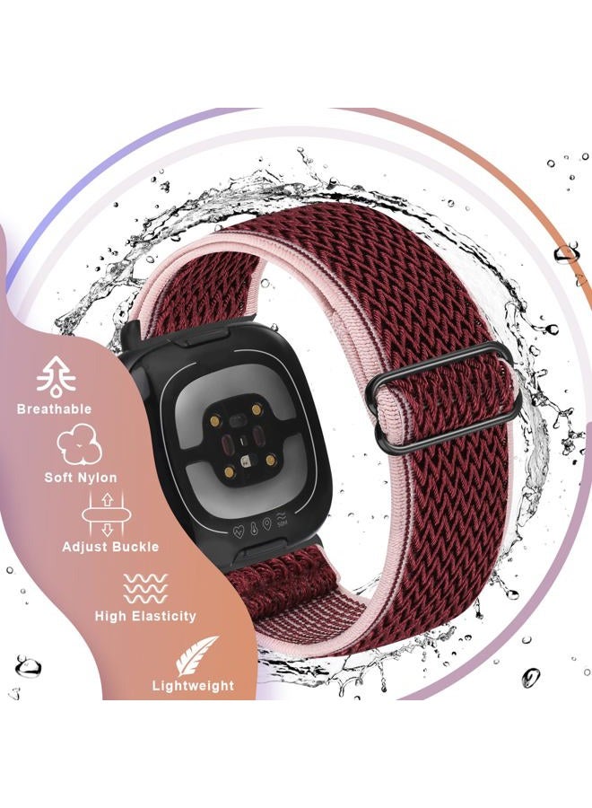 Bcuckood Compatible with Fitbit Versa 4/Versa 3/Sense 2/Sense Band Women Men, 5 Pack Elastic Nylon Soft Adjustable Stretchy Solo Loop Replacement Strap for Women Men - Image 5