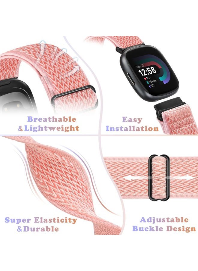 Bcuckood Compatible with Fitbit Versa 4/Versa 3/Sense 2/Sense Band Women Men, 5 Pack Elastic Nylon Soft Adjustable Stretchy Solo Loop Replacement Strap for Women Men - Image 4