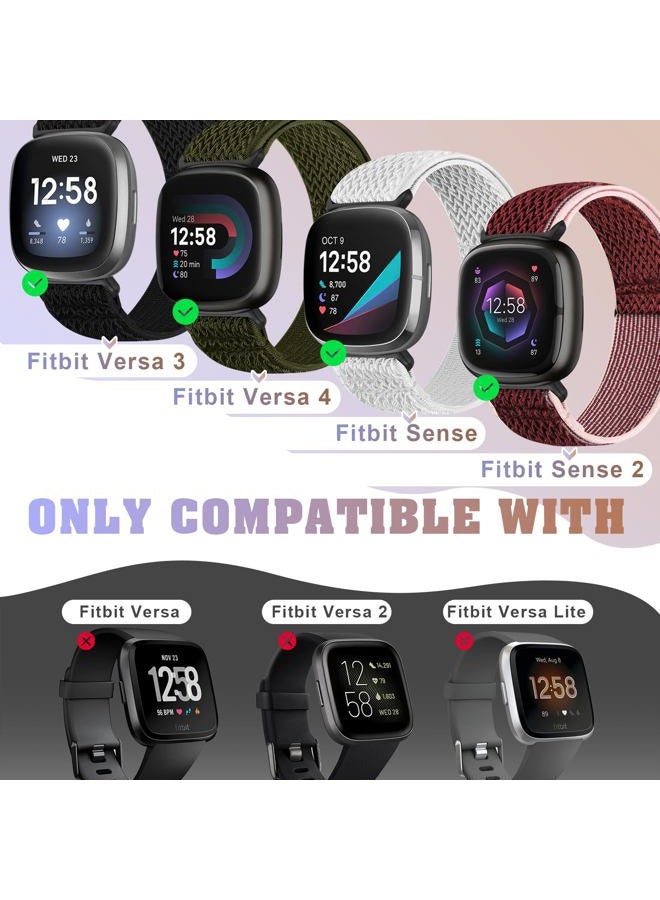 Bcuckood Compatible with Fitbit Versa 4/Versa 3/Sense 2/Sense Band Women Men, 5 Pack Elastic Nylon Soft Adjustable Stretchy Solo Loop Replacement Strap for Women Men - Image 2