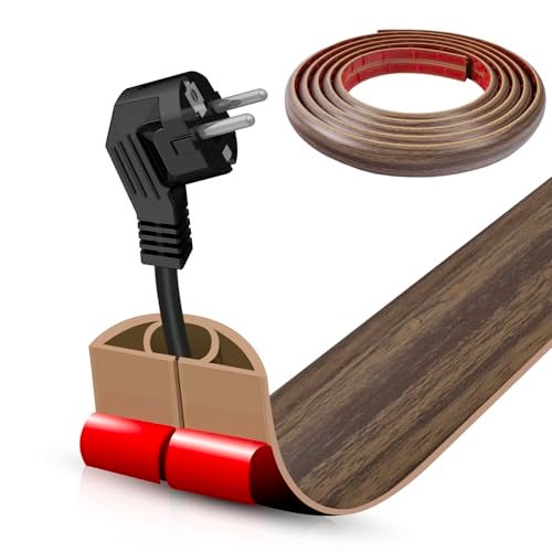 DBHXXMB-HH Floor Cord Cover Self Adhesive Cord Hider10FT Cable Management Extension Strip Protector for Wires Prevent Cable Trips for Offices Gyms Exhibitions Cavity039W x 027H Wood Walnut - Image 1