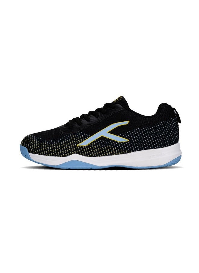 HUNDRED Unisex-Adult Blade Lite Badminton Shoes (Non Marking) | Also Perfect for Squash, Table Tennis, Volleyball, Basketball & Indoor Sports | Lightweight & Durable (Black/Blue/Yellow,11 UK) - pzsku/Z44935963F6562050475EZ/45/_/1740982823/202dfccf-0701-4580-b8ac-c6601a27be17