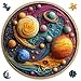 Qiuenisray Wooden Puzzle 3D Visual Effect Solar System Planet Jigsaw Puzzles Wall Decor Puzzle FSC Certified Unique Space Puzzle Shape 200 Piece Creative Gift for Family Game 111 x 112 in - Image 2