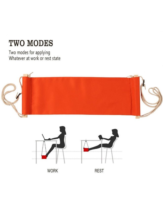 NIBEMINENT Portable Adjustable Desk Foot Rest Hammock Stand Orange  - Image 2