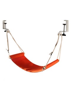 NIBEMINENT Portable Adjustable Desk Foot Rest Hammock Stand Orange  - Image 3