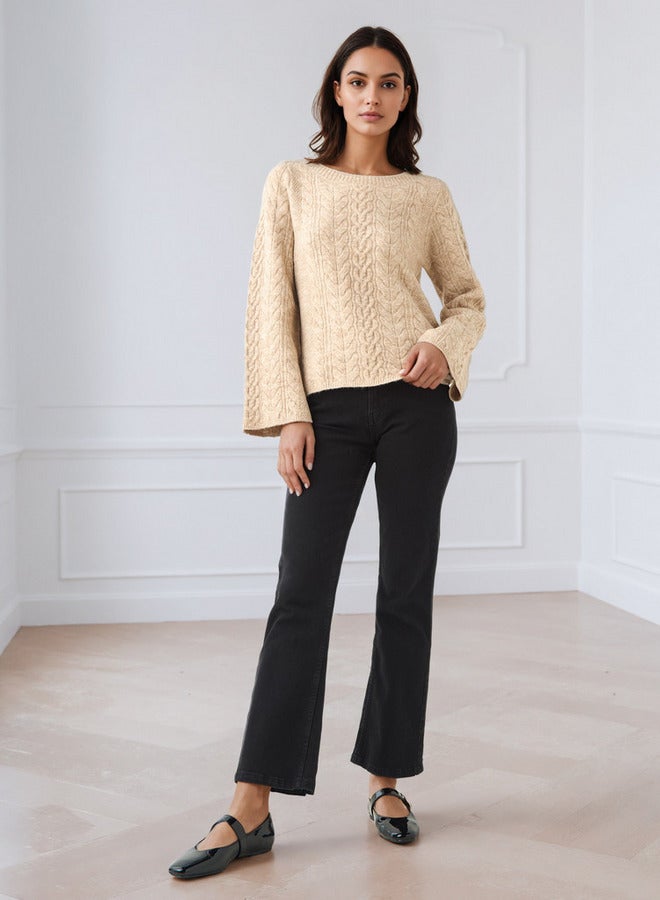 ايكونيك كنزة صوفية كلاسيكية بياقة دائرية وقصة عادية - Image 2