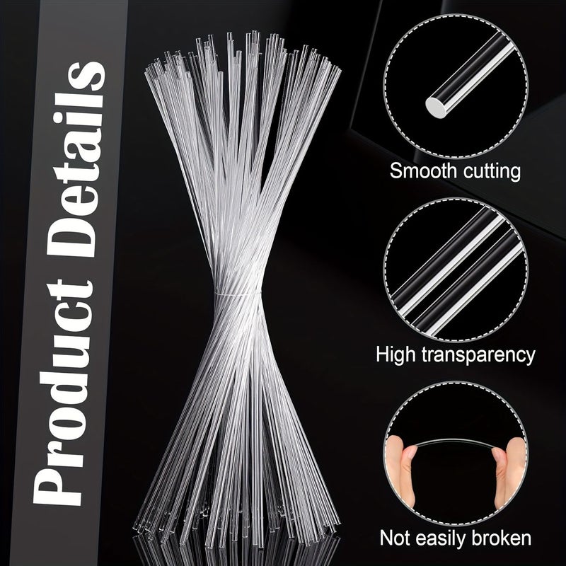 100 قطعة من قضبان الأكريليك الشفافة بطول 6 بوصات عالية الشفافية، أعواد بلاستيكية دائرية للاستخدامات الحرفية والصناعية - Image 3