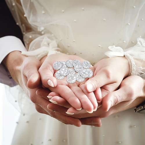 ESNOY Wedding Arras Coins Set, Arras De Boda Catolica, Arras Para Boda Catolica Silver Heart Shaped Box with Decorative Rhinestone Crystals,Arras De Boda Cristiana,Regalos de Boda,Arras de Matrimonio - Image 5