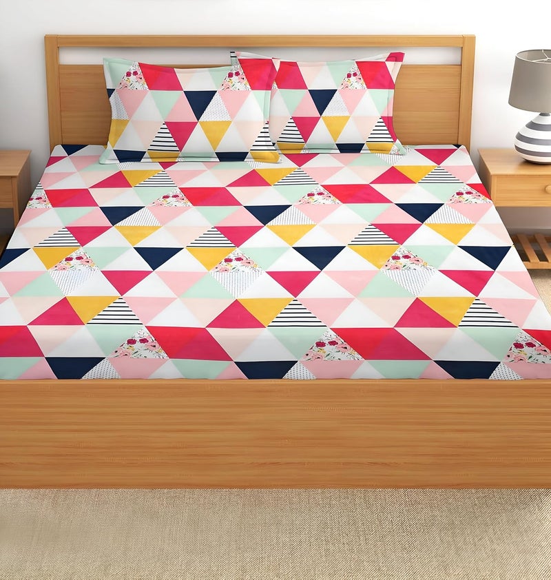 STARNSTYLE شراشف سرير مزدوج مطبوعة زهور من بولي قطن 220 TC بحجم كينغ مع 2 غطاء وسادة، (90 x 90 بوصة)، - Image 5