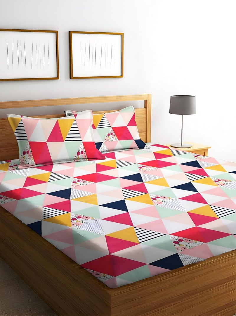 STARNSTYLE شراشف سرير مزدوج مطبوعة زهور من بولي قطن 220 TC بحجم كينغ مع 2 غطاء وسادة، (90 x 90 بوصة)، - Image 1