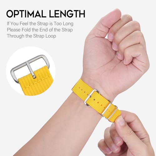 TACTICAL FROG Nylon Watch Band 18mm 19 mm 20mm 22 mm 24 mm, Waterproof Military Watch Straps Replacement for Men Women, With Stainless Steel Buckle (Yellow, 20mm) - Image 3