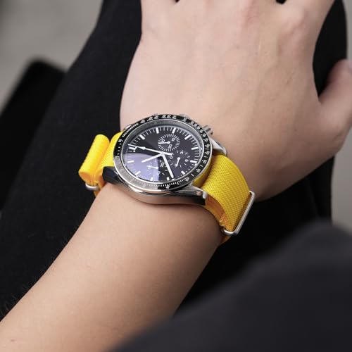 TACTICAL FROG Nylon Watch Band 18mm 19 mm 20mm 22 mm 24 mm, Waterproof Military Watch Straps Replacement for Men Women, With Stainless Steel Buckle (Yellow, 20mm) - Image 5