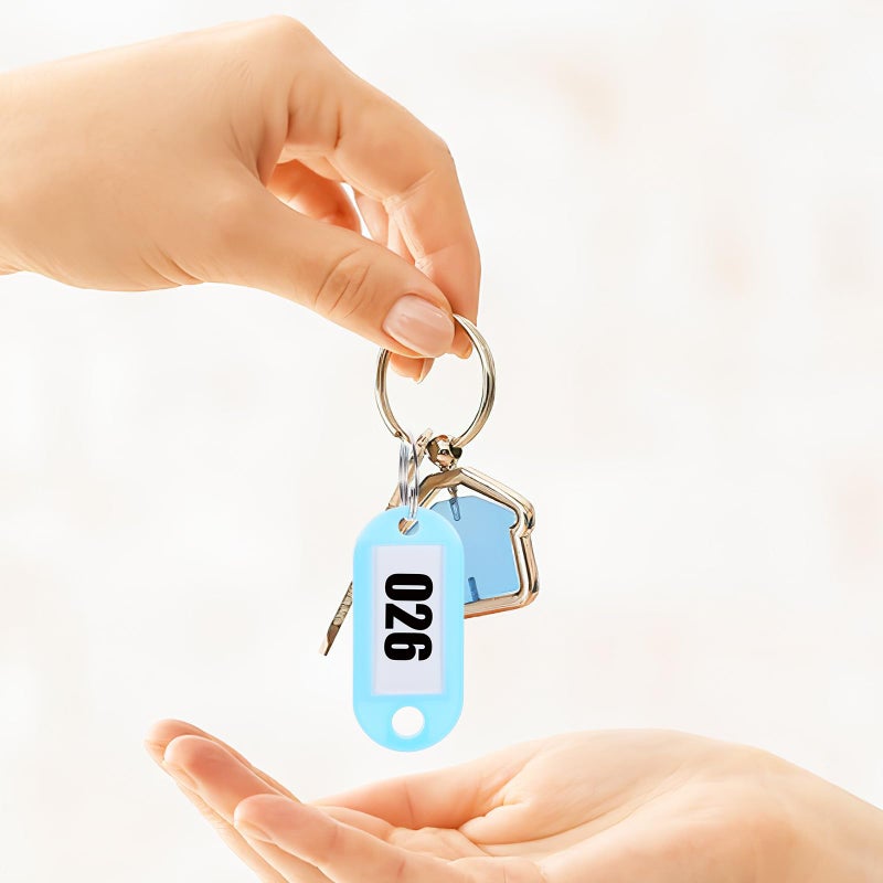 Reusable Plastic Key Tags With Split Rings 50pcs Sky Blue Luggage Identifiers For Travel Office Home Organization - Image 5
