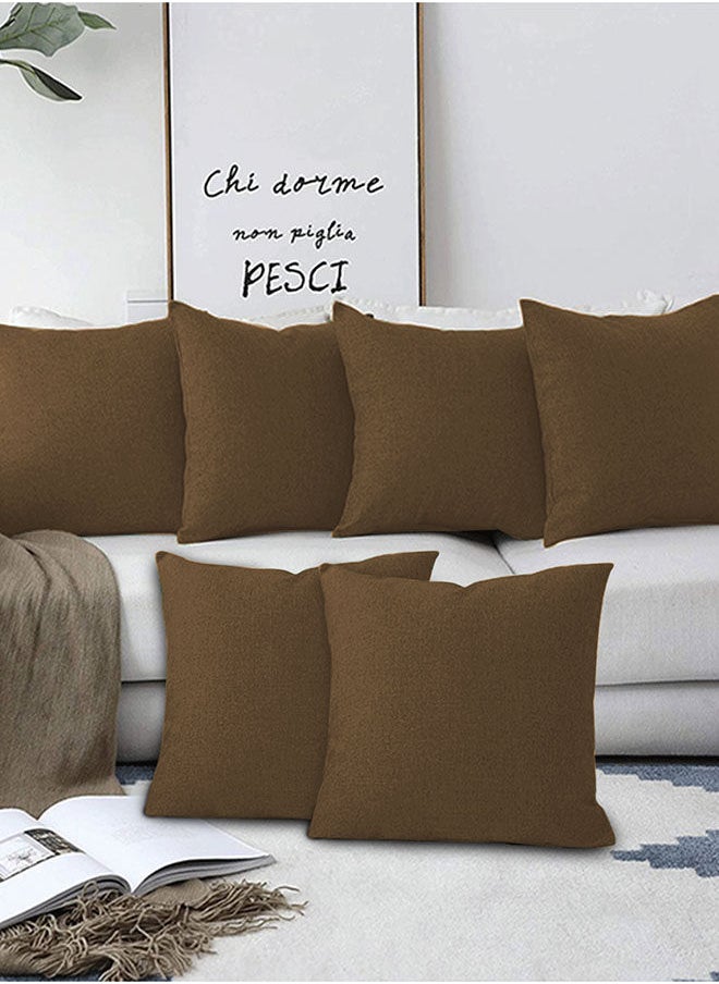 In-House - Set of 6 Pieces Square Linen Decorative Cushion with Solid Design and Elegant Colors - Image 1
