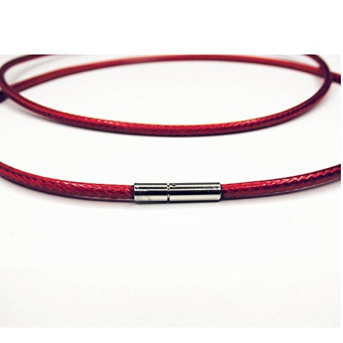 Glory Qin 2mm Red Leather Cord Stainless Steel Rice Clasps Necklace Rope 16 to 28 Inch (Red 18 Inch) - Image 2