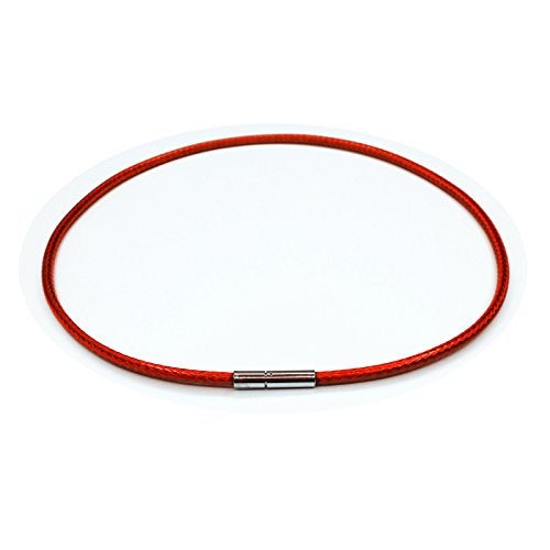 Glory Qin 2mm Red Leather Cord Stainless Steel Rice Clasps Necklace Rope 16 to 28 Inch (Red 18 Inch) - Image 1