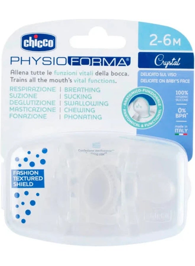 Chicco PhysioForma Crystal Silicone Pacifier 2-6m Transparent x2 - Image 2