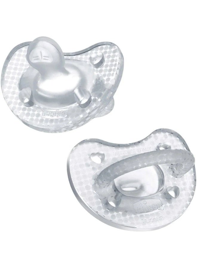 Chicco PhysioForma Crystal Silicone Pacifier 2-6m Transparent x2 - Image 1