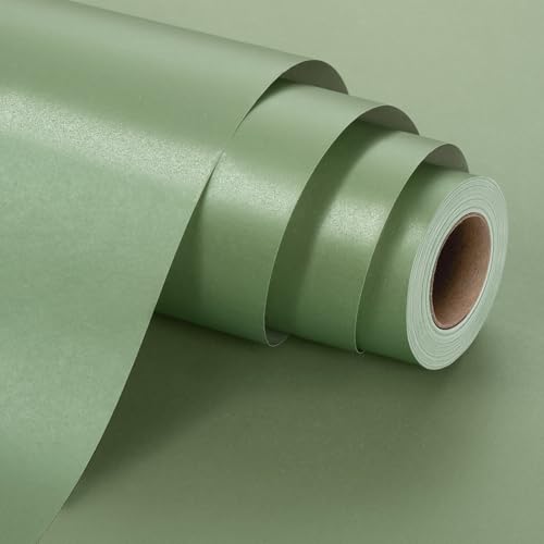 Yarcony Shimmer Sage Green Wrapping Paper, Green Matte Gift Wrapping Paper for Gifts, Solid Color Pearly-lustre Gift Wrap for Wedding, Birthday, Baby Shower, Christmas (Mini Roll, 17 Inch X 33 Feet) - Image 1