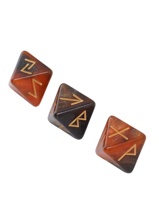 VGEBY 3Pcs Rune Dice 8 Sided Star Sky Mystic Vivid Colors Astrology Learning Prediction Polyhedral Dice Set for Adults (Black Gold) Rune Dice - Image 1