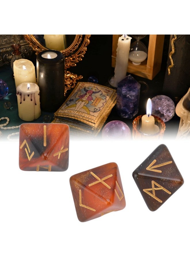 VGEBY 3Pcs Rune Dice 8 Sided Star Sky Mystic Vivid Colors Astrology Learning Prediction Polyhedral Dice Set for Adults (Black Gold) Rune Dice - Image 2