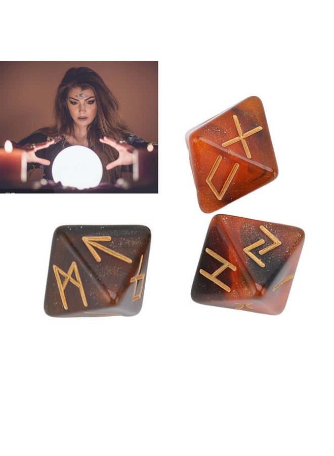 VGEBY 3Pcs Rune Dice 8 Sided Star Sky Mystic Vivid Colors Astrology Learning Prediction Polyhedral Dice Set for Adults (Black Gold) Rune Dice - Image 5