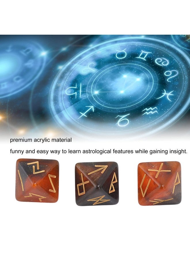 VGEBY 3Pcs Rune Dice 8 Sided Star Sky Mystic Vivid Colors Astrology Learning Prediction Polyhedral Dice Set for Adults (Black Gold) Rune Dice - Image 4