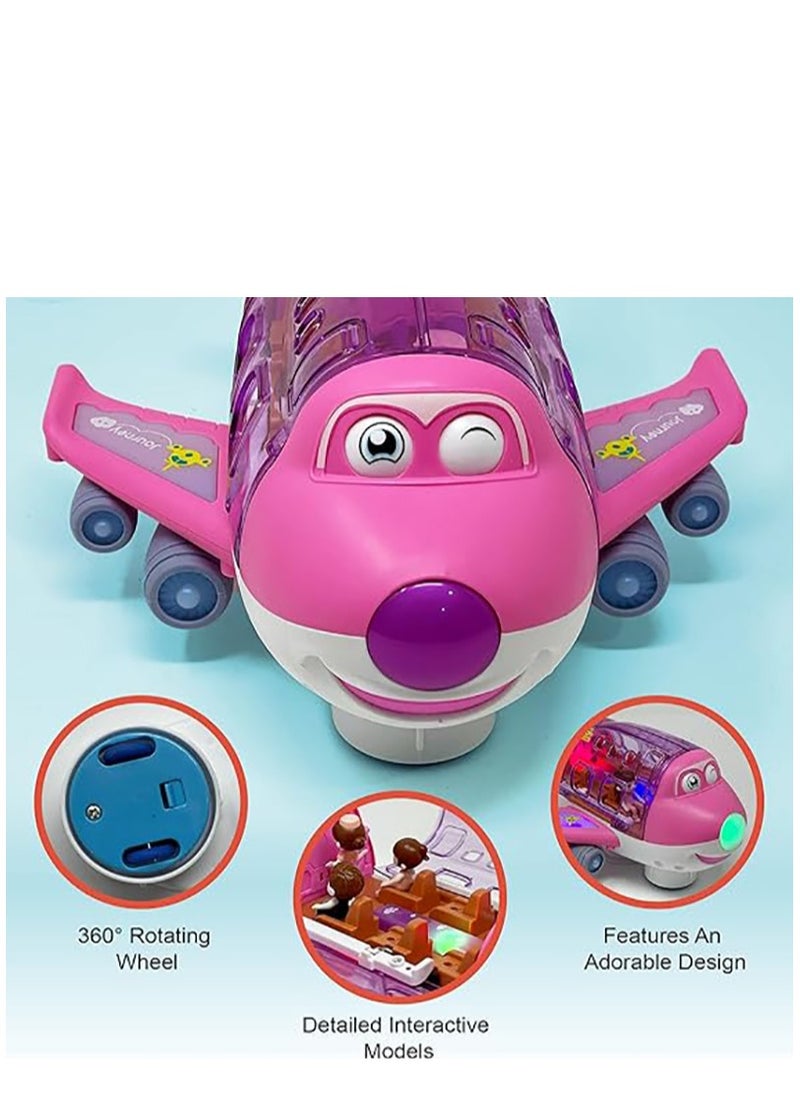 KASTWAVE - Kids Airplane Toy, Pink Toddler Airplane Toys for Girls W/Colorful Lights Music & Toy Airplane Sounds, 360 Automated Wheels, for Birthday Gifts Toddler Girls Toys 2 3 4 5 6 7-Year-Old Up - Image 1