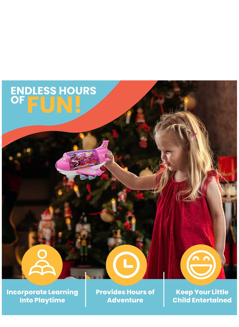 KASTWAVE - Kids Airplane Toy, Pink Toddler Airplane Toys for Girls W/Colorful Lights Music & Toy Airplane Sounds, 360 Automated Wheels, for Birthday Gifts Toddler Girls Toys 2 3 4 5 6 7-Year-Old Up - Image 1