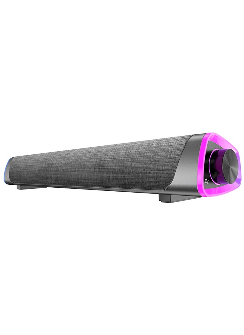 LOOPITYS - USB Wired Computer Speaker, RGB Computer Sound Bar Desktop Speaker, 3D Stereo Surround Sound Box with Volume Knob 3.5mm Audio Input for Desktop PC Laptop Smartphone Tablet - Image 1