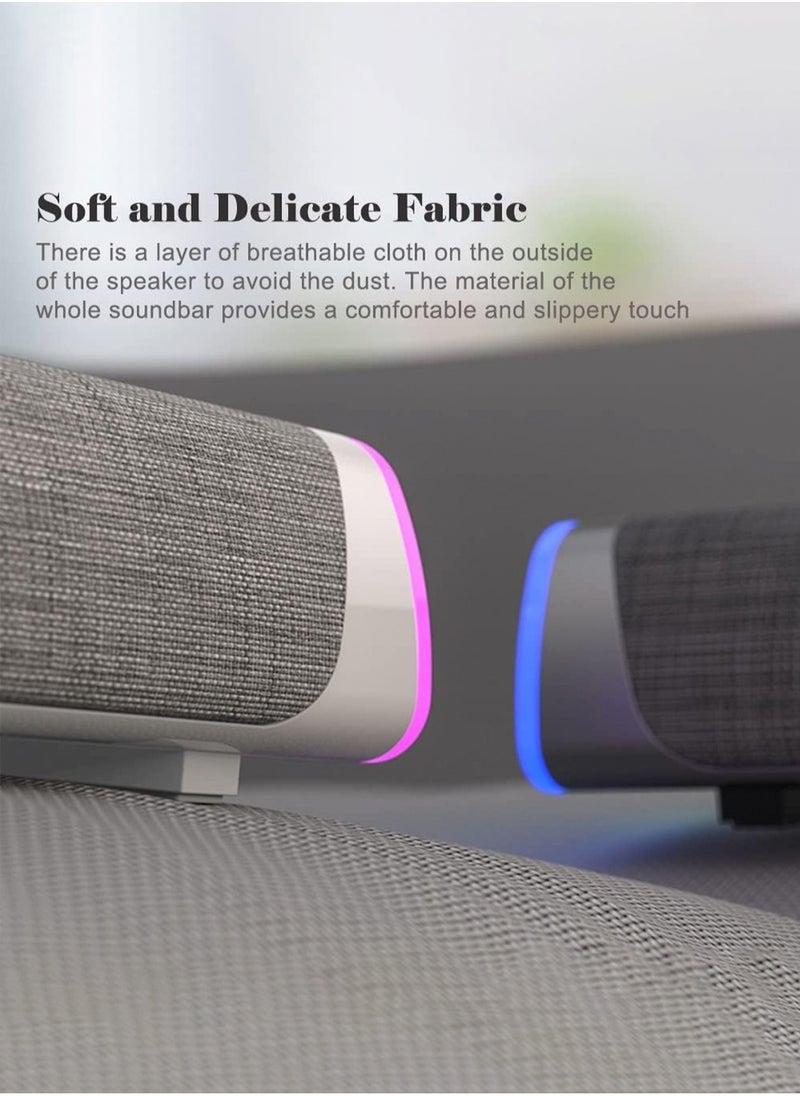 LOOPITYS - USB Wired Computer Speaker, RGB Computer Sound Bar Desktop Speaker, 3D Stereo Surround Sound Box with Volume Knob 3.5mm Audio Input for Desktop PC Laptop Smartphone Tablet - Image 1