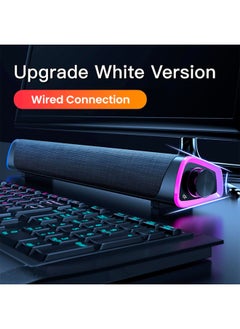 LOOPITYS USB Wired Computer Speaker, RGB Computer Sound Bar Desktop Speaker, 3D Stereo Surround Sound Box with Volume Knob 3.5mm Audio Input for Desktop PC Laptop Smartphone Tablet  - Image 2