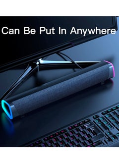 LOOPITYS USB Wired Computer Speaker, RGB Computer Sound Bar Desktop Speaker, 3D Stereo Surround Sound Box with Volume Knob 3.5mm Audio Input for Desktop PC Laptop Smartphone Tablet  - Image 4