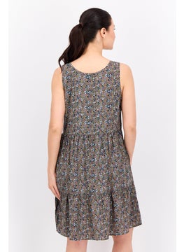 Swiss Alps Women Floral Print Mini Dress, Black Combo  - Image 3