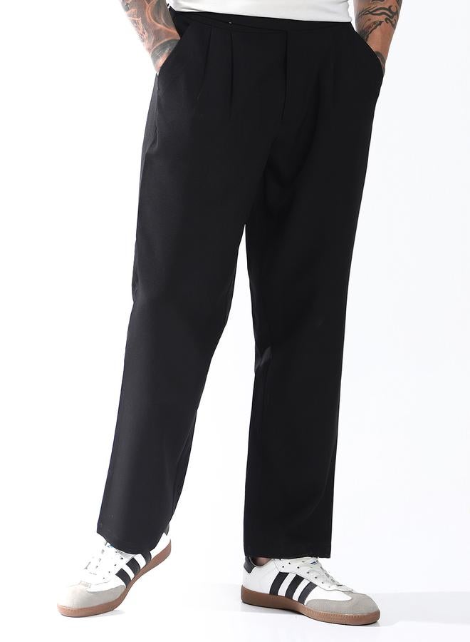 Hubberholme Men Relaxed Fit Wrinkle Free Wash Pleated Korean Pants - Image 3